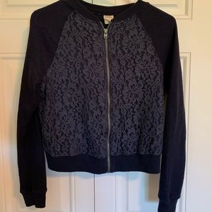 Hollister crop zip-up sweater